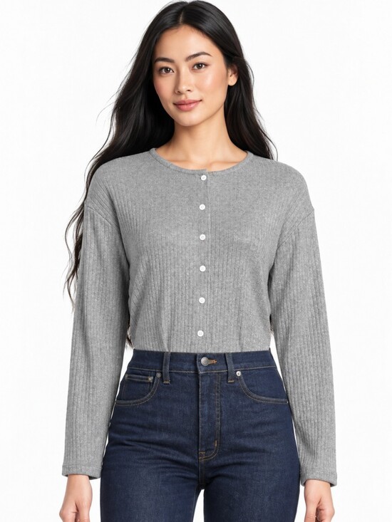 Madewell Other - Madewell Womens, Crew Neck Cardigan Cozy Rib, Heather Grey, X-Large